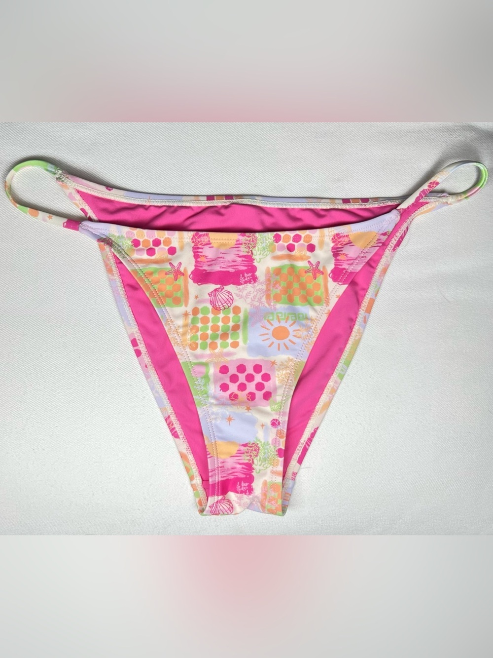 NWOT Cabana Del Sol Bikini Bottom Multi Color Beach Pattern Size Large - Picture 2 of 4